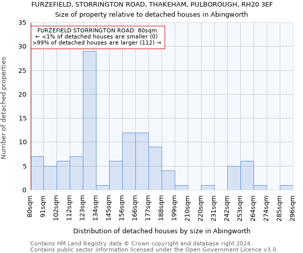 FURZEFIELD, STORRINGTON ROAD, THAKEHAM, PULBOROUGH, RH20 3EF: Size of property relative to detached houses in Abingworth