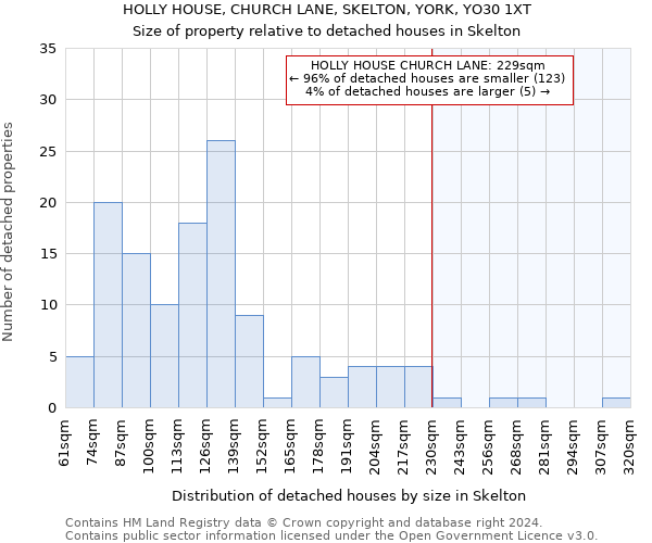 HOLLY HOUSE, CHURCH LANE, SKELTON, YORK, YO30 1XT: Size of property relative to detached houses in Skelton