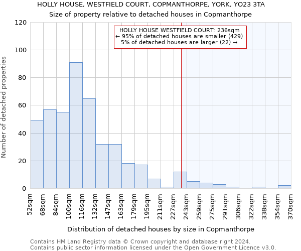 HOLLY HOUSE, WESTFIELD COURT, COPMANTHORPE, YORK, YO23 3TA: Size of property relative to detached houses in Copmanthorpe