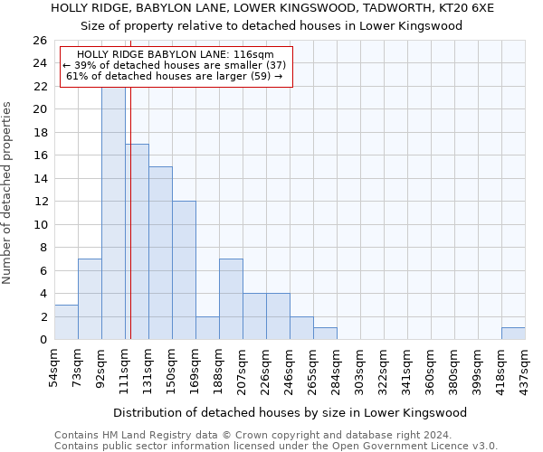 HOLLY RIDGE, BABYLON LANE, LOWER KINGSWOOD, TADWORTH, KT20 6XE: Size of property relative to detached houses in Lower Kingswood