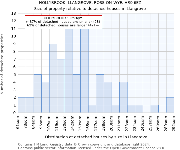 HOLLYBROOK, LLANGROVE, ROSS-ON-WYE, HR9 6EZ: Size of property relative to detached houses in Llangrove