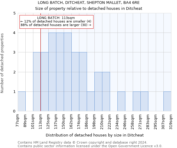 LONG BATCH, DITCHEAT, SHEPTON MALLET, BA4 6RE: Size of property relative to detached houses in Ditcheat