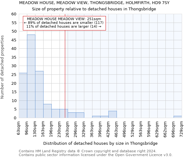 MEADOW HOUSE, MEADOW VIEW, THONGSBRIDGE, HOLMFIRTH, HD9 7SY: Size of property relative to detached houses in Thongsbridge