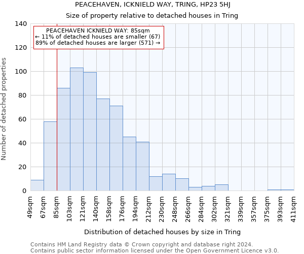 PEACEHAVEN, ICKNIELD WAY, TRING, HP23 5HJ: Size of property relative to detached houses in Tring