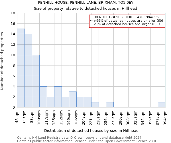 PENHILL HOUSE, PENHILL LANE, BRIXHAM, TQ5 0EY: Size of property relative to detached houses in Hillhead