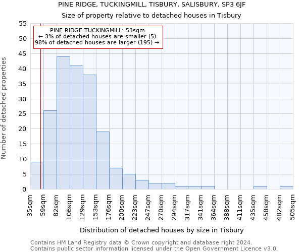 PINE RIDGE, TUCKINGMILL, TISBURY, SALISBURY, SP3 6JF: Size of property relative to detached houses in Tisbury