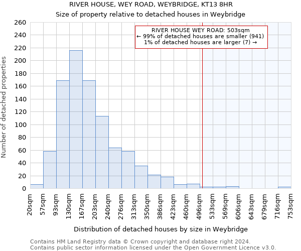 RIVER HOUSE, WEY ROAD, WEYBRIDGE, KT13 8HR: Size of property relative to detached houses in Weybridge