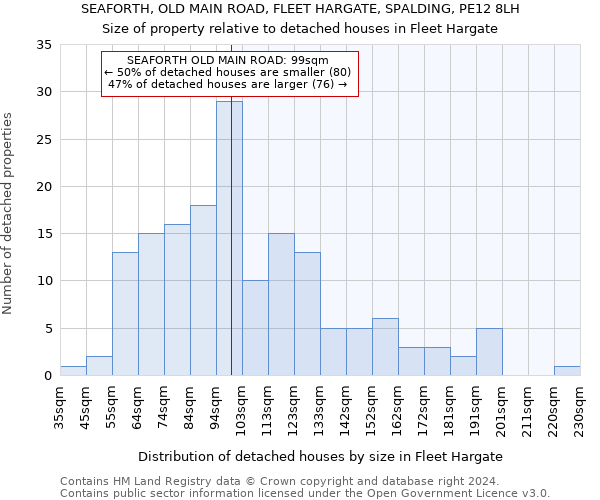 SEAFORTH, OLD MAIN ROAD, FLEET HARGATE, SPALDING, PE12 8LH: Size of property relative to detached houses in Fleet Hargate