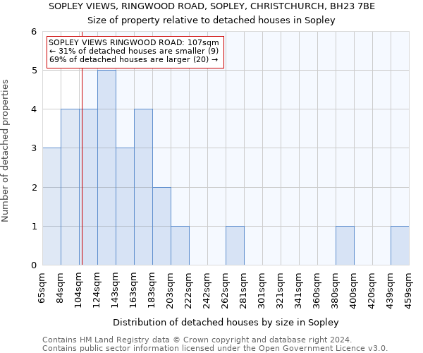SOPLEY VIEWS, RINGWOOD ROAD, SOPLEY, CHRISTCHURCH, BH23 7BE: Size of property relative to detached houses in Sopley