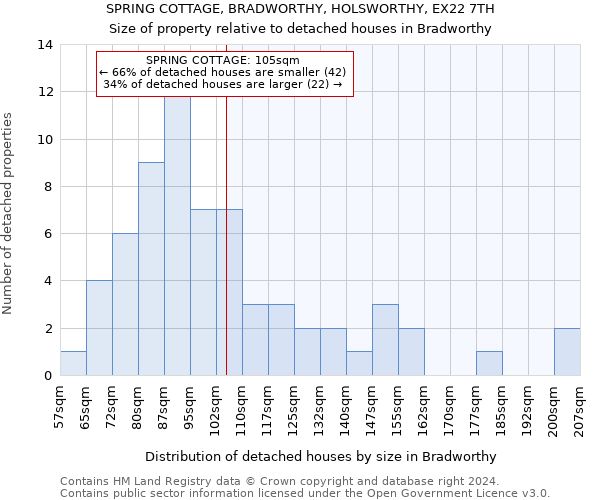 SPRING COTTAGE, BRADWORTHY, HOLSWORTHY, EX22 7TH: Size of property relative to detached houses in Bradworthy