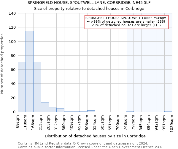 SPRINGFIELD HOUSE, SPOUTWELL LANE, CORBRIDGE, NE45 5LF: Size of property relative to detached houses in Corbridge