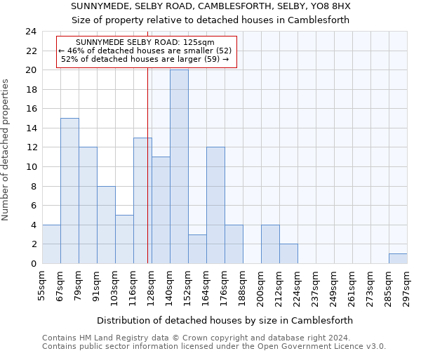 SUNNYMEDE, SELBY ROAD, CAMBLESFORTH, SELBY, YO8 8HX: Size of property relative to detached houses in Camblesforth