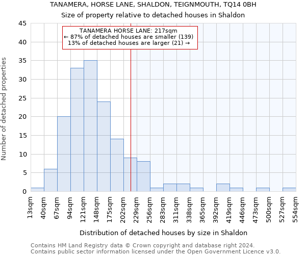 TANAMERA, HORSE LANE, SHALDON, TEIGNMOUTH, TQ14 0BH: Size of property relative to detached houses in Shaldon