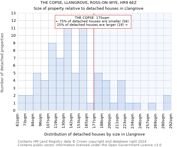 THE COPSE, LLANGROVE, ROSS-ON-WYE, HR9 6EZ: Size of property relative to detached houses in Llangrove