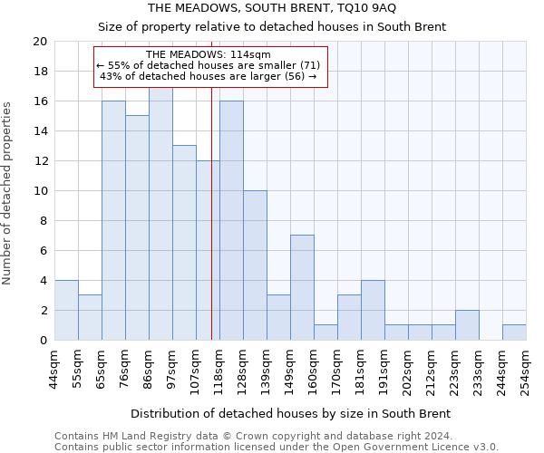 THE MEADOWS, SOUTH BRENT, TQ10 9AQ: Size of property relative to detached houses in South Brent