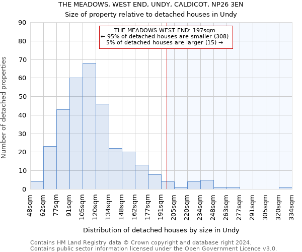 THE MEADOWS, WEST END, UNDY, CALDICOT, NP26 3EN: Size of property relative to detached houses in Undy