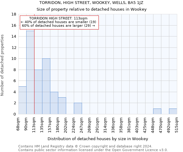 TORRIDON, HIGH STREET, WOOKEY, WELLS, BA5 1JZ: Size of property relative to detached houses in Wookey