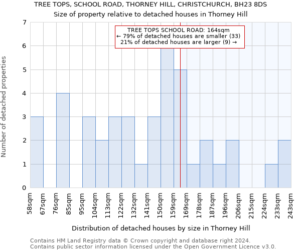 TREE TOPS, SCHOOL ROAD, THORNEY HILL, CHRISTCHURCH, BH23 8DS: Size of property relative to detached houses in Thorney Hill