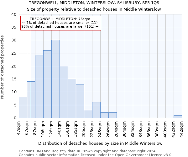 TREGONWELL, MIDDLETON, WINTERSLOW, SALISBURY, SP5 1QS: Size of property relative to detached houses in Middle Winterslow