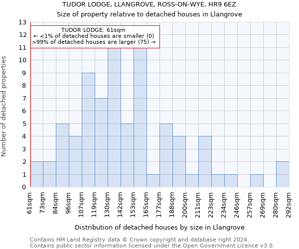TUDOR LODGE, LLANGROVE, ROSS-ON-WYE, HR9 6EZ: Size of property relative to detached houses in Llangrove