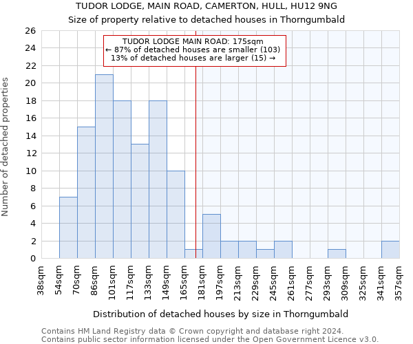 TUDOR LODGE, MAIN ROAD, CAMERTON, HULL, HU12 9NG: Size of property relative to detached houses in Thorngumbald