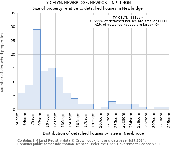 TY CELYN, NEWBRIDGE, NEWPORT, NP11 4GN: Size of property relative to detached houses in Newbridge