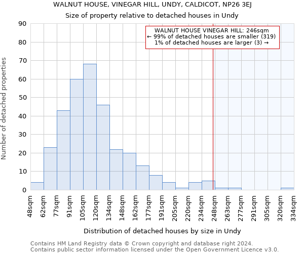 WALNUT HOUSE, VINEGAR HILL, UNDY, CALDICOT, NP26 3EJ: Size of property relative to detached houses in Undy