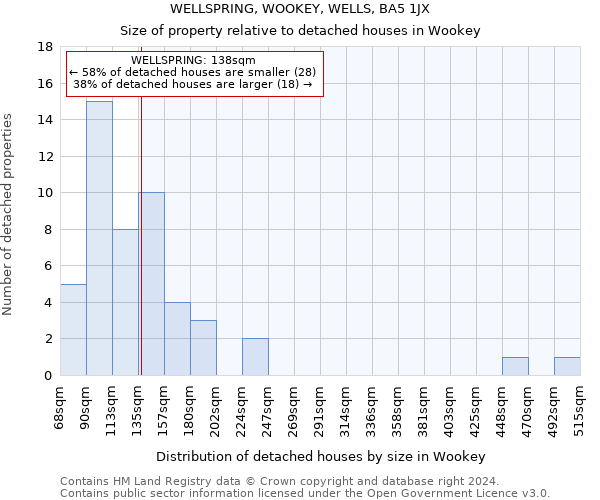 WELLSPRING, WOOKEY, WELLS, BA5 1JX: Size of property relative to detached houses in Wookey