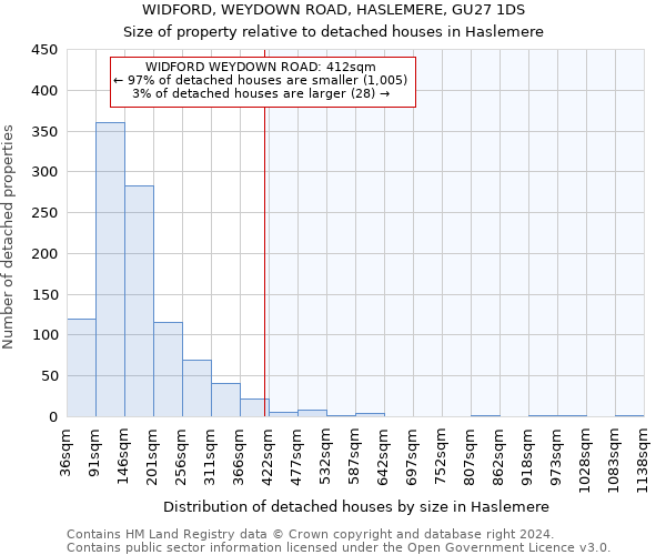 WIDFORD, WEYDOWN ROAD, HASLEMERE, GU27 1DS: Size of property relative to detached houses in Haslemere