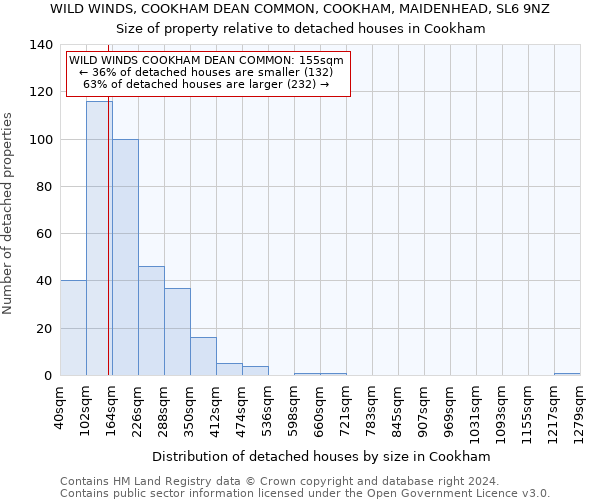 WILD WINDS, COOKHAM DEAN COMMON, COOKHAM, MAIDENHEAD, SL6 9NZ: Size of property relative to detached houses in Cookham