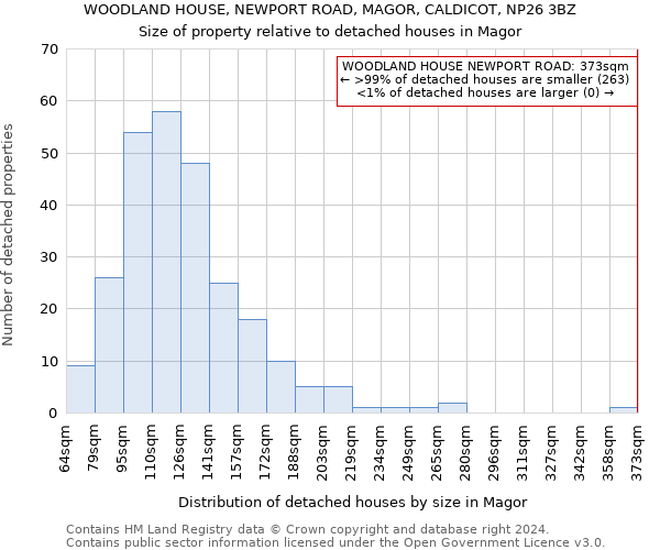 WOODLAND HOUSE, NEWPORT ROAD, MAGOR, CALDICOT, NP26 3BZ: Size of property relative to detached houses in Magor