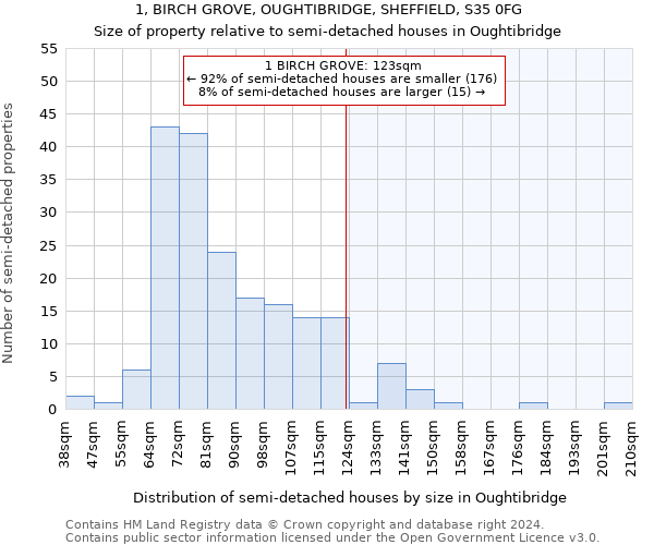 1, BIRCH GROVE, OUGHTIBRIDGE, SHEFFIELD, S35 0FG: Size of property relative to detached houses in Oughtibridge