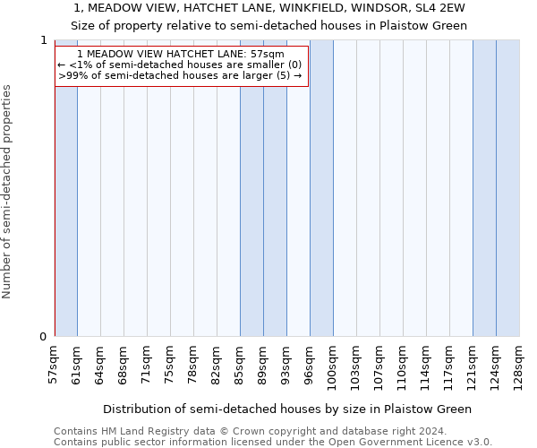 1, MEADOW VIEW, HATCHET LANE, WINKFIELD, WINDSOR, SL4 2EW: Size of property relative to detached houses in Plaistow Green