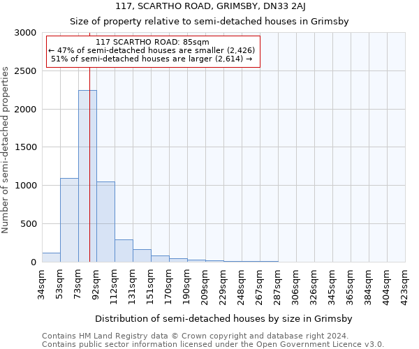 117, SCARTHO ROAD, GRIMSBY, DN33 2AJ: Size of property relative to detached houses in Grimsby