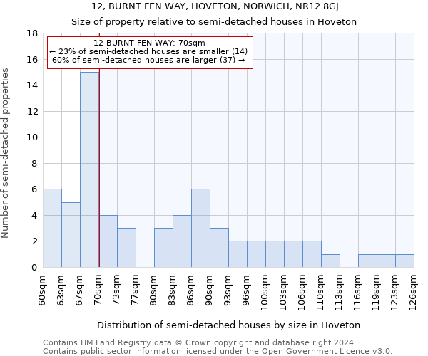 12, BURNT FEN WAY, HOVETON, NORWICH, NR12 8GJ: Size of property relative to detached houses in Hoveton