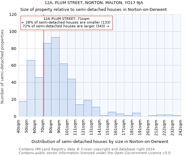 12A, PLUM STREET, NORTON, MALTON, YO17 9JA: Size of property relative to detached houses in Norton-on-Derwent