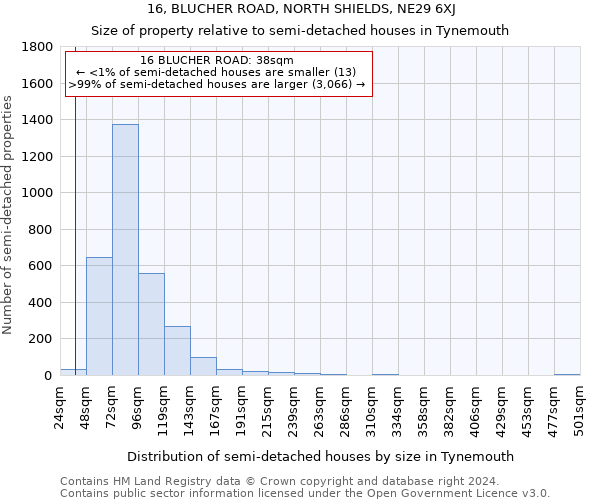 16, BLUCHER ROAD, NORTH SHIELDS, NE29 6XJ: Size of property relative to detached houses in Tynemouth