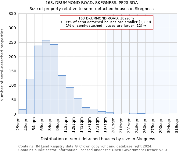 163, DRUMMOND ROAD, SKEGNESS, PE25 3DA: Size of property relative to detached houses in Skegness