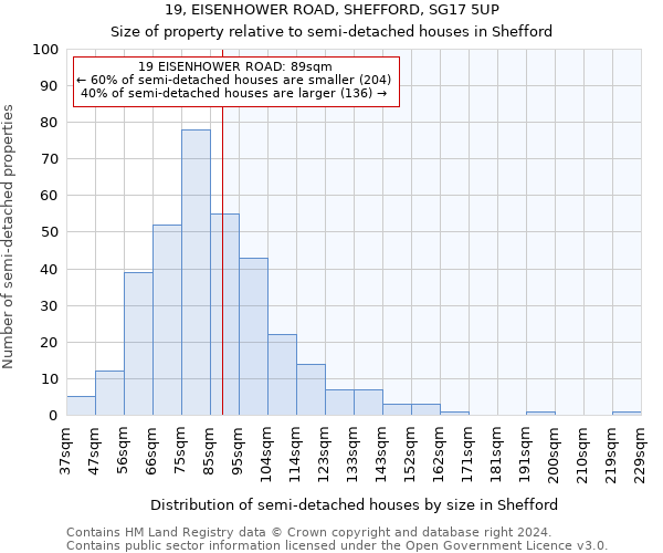 19, EISENHOWER ROAD, SHEFFORD, SG17 5UP: Size of property relative to detached houses in Shefford