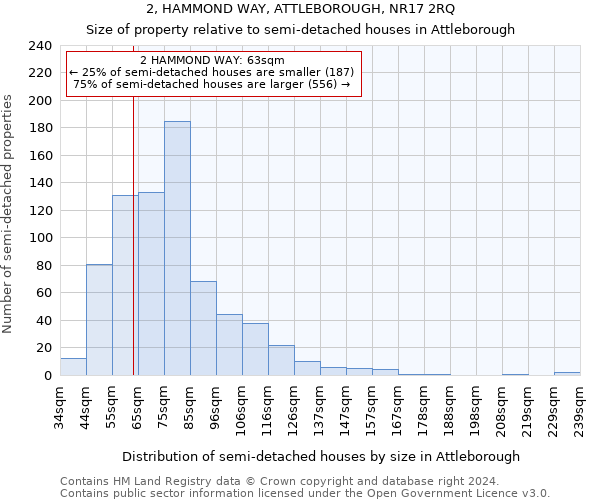 2, HAMMOND WAY, ATTLEBOROUGH, NR17 2RQ: Size of property relative to detached houses in Attleborough