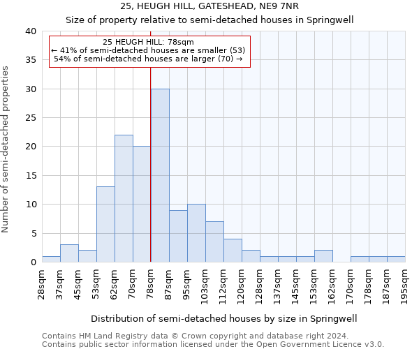 25, HEUGH HILL, GATESHEAD, NE9 7NR: Size of property relative to detached houses in Springwell