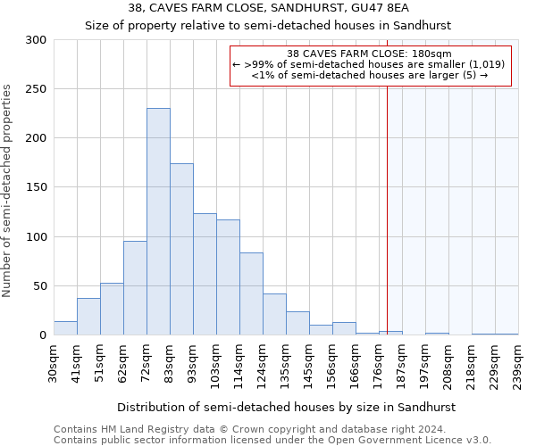 38, CAVES FARM CLOSE, SANDHURST, GU47 8EA: Size of property relative to detached houses in Sandhurst