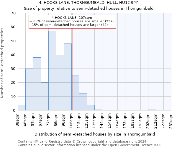 4, HOOKS LANE, THORNGUMBALD, HULL, HU12 9PY: Size of property relative to detached houses in Thorngumbald