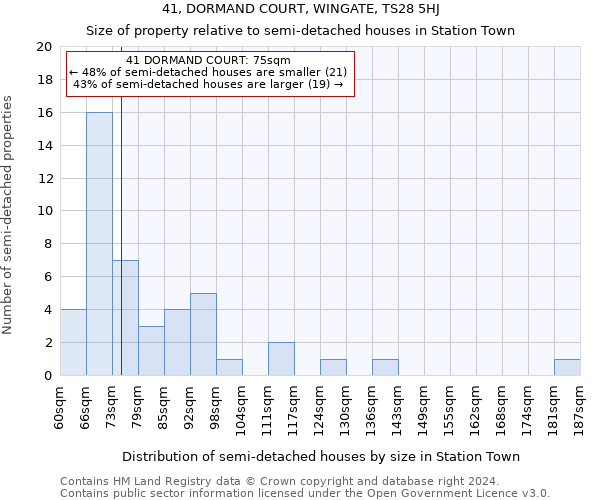 41, DORMAND COURT, WINGATE, TS28 5HJ: Size of property relative to detached houses in Station Town