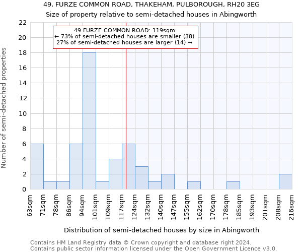 49, FURZE COMMON ROAD, THAKEHAM, PULBOROUGH, RH20 3EG: Size of property relative to detached houses in Abingworth