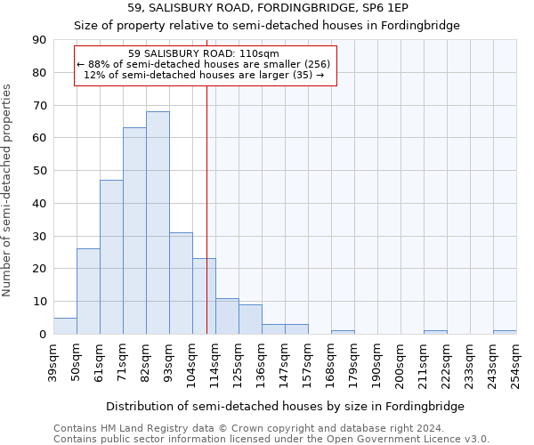 59, SALISBURY ROAD, FORDINGBRIDGE, SP6 1EP: Size of property relative to detached houses in Fordingbridge