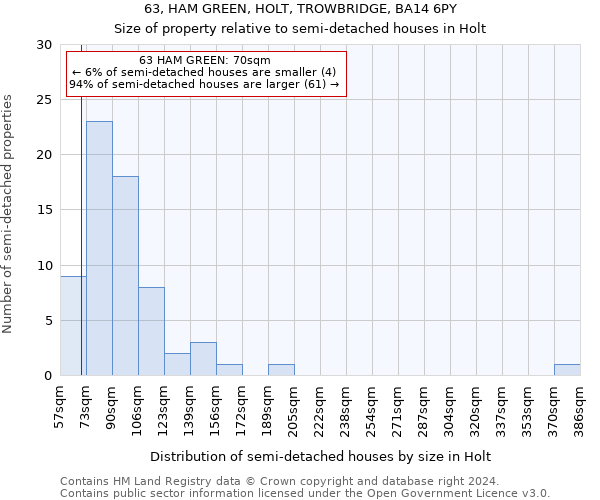 63, HAM GREEN, HOLT, TROWBRIDGE, BA14 6PY: Size of property relative to detached houses in Holt