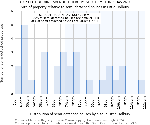 63, SOUTHBOURNE AVENUE, HOLBURY, SOUTHAMPTON, SO45 2NU: Size of property relative to detached houses in Little Holbury