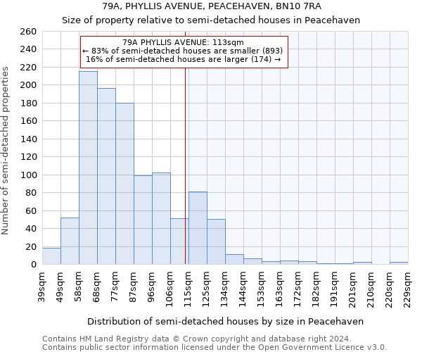 79A, PHYLLIS AVENUE, PEACEHAVEN, BN10 7RA: Size of property relative to detached houses in Peacehaven