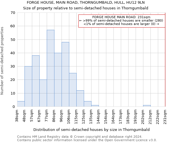 FORGE HOUSE, MAIN ROAD, THORNGUMBALD, HULL, HU12 9LN: Size of property relative to detached houses in Thorngumbald